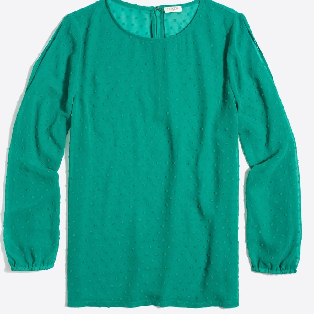 J. Crew Green Textured Blouse